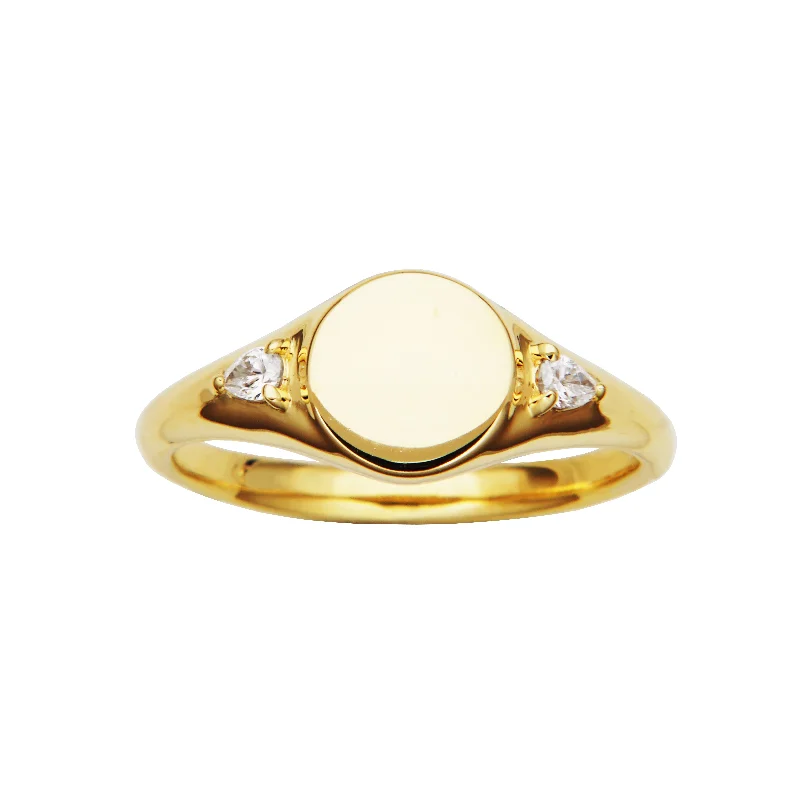 Rose gold wedding rings for women-Grace 18k Gold Vermeil 0.1ct tw Lab-Created Diamond Signet Ring