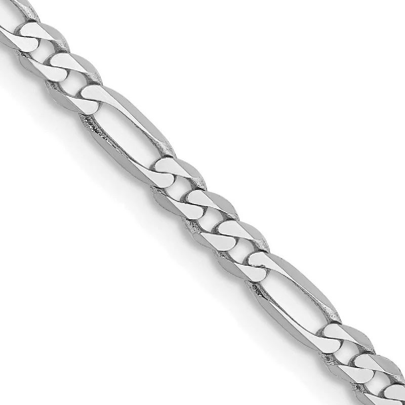 Ladies Bangles Round -Curata 14k White Gold Solid Polished 2.75mm Flat Figaro Chain Bracelet 7 Inch