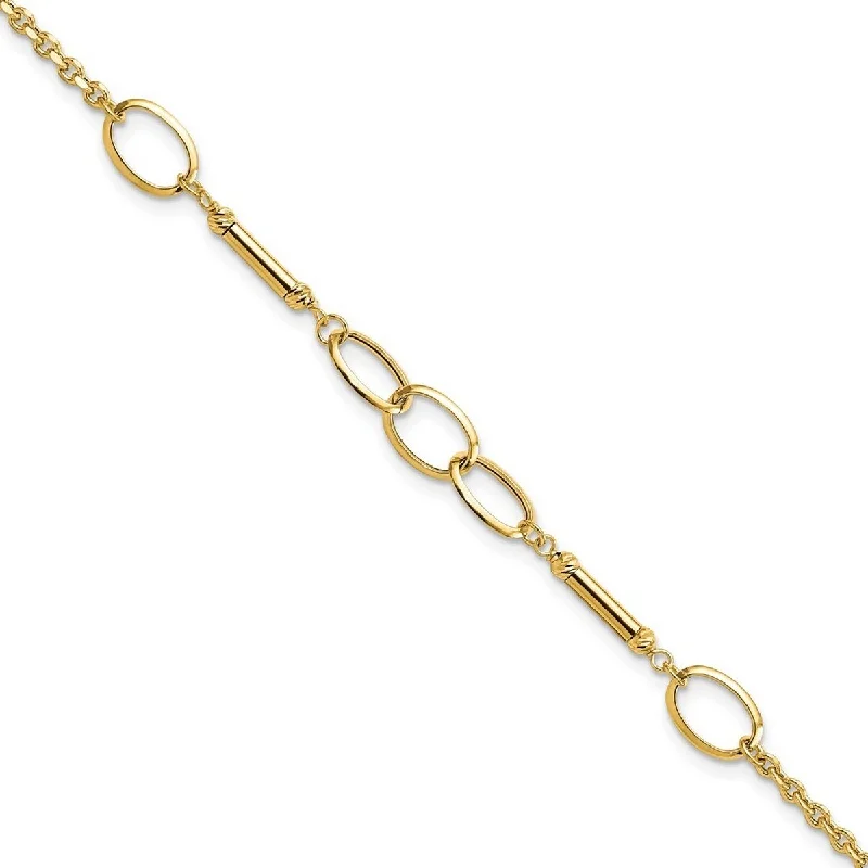 Ladies Bangles Delicate -Curata 14k Gold Polished Bars and Links Bracelet 7.5 Inch