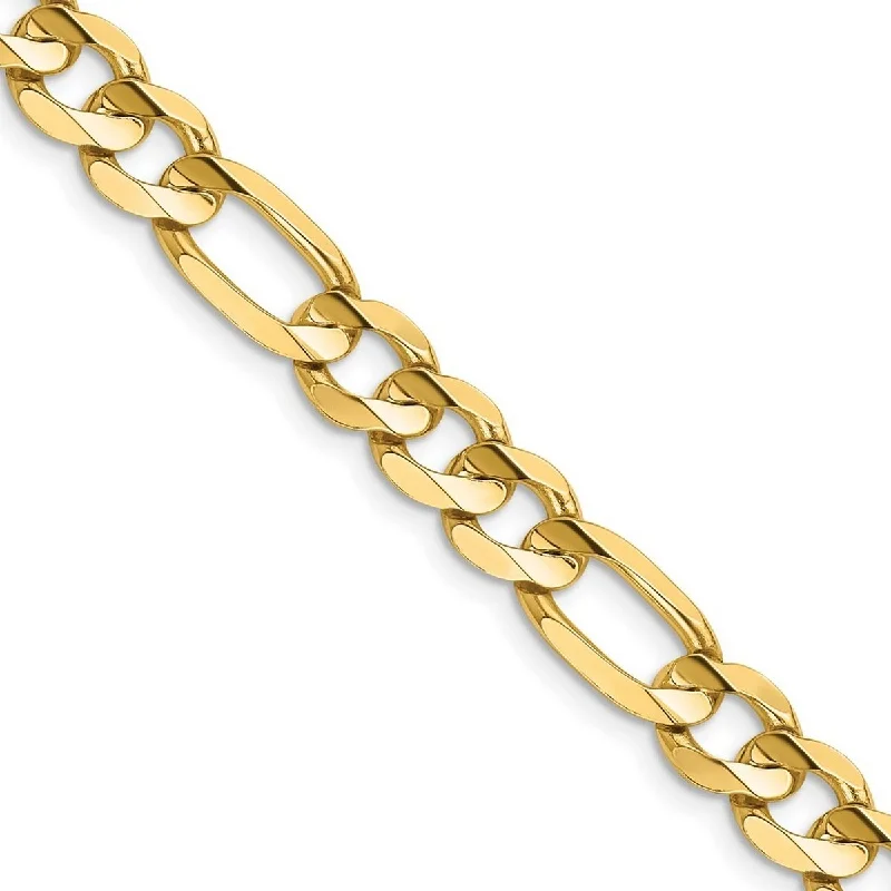 Ladies Bangles Geometric -Curata 14k Yellow Gold Solid Polished 7.5mm Concave Open Figaro Chain Bracelet 8 Inch Lobster Claw