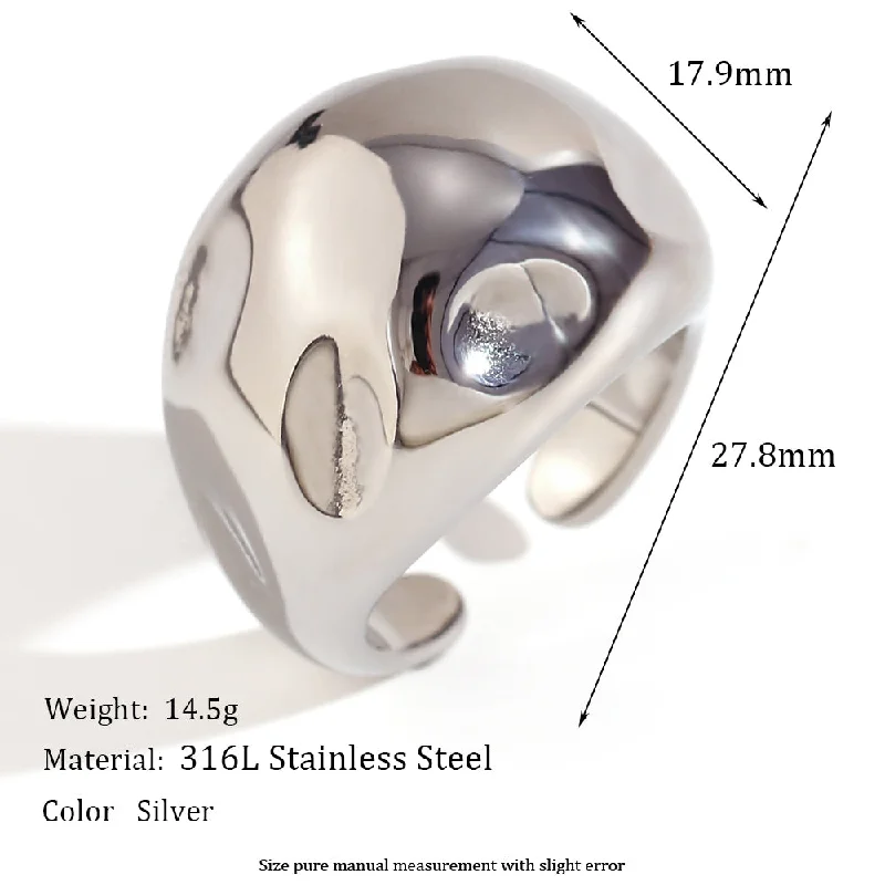 Beating Pattern Spherical Three-Dimensional Dome Open Ring-Steel Color