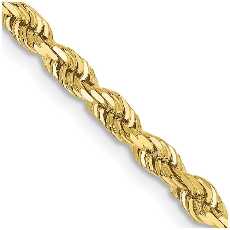 Ladies Bangles Narrow -Curata 10k Yellow Gold Solid3.35mm Sparkle Cut Quadruple Rope Chain Bracelet