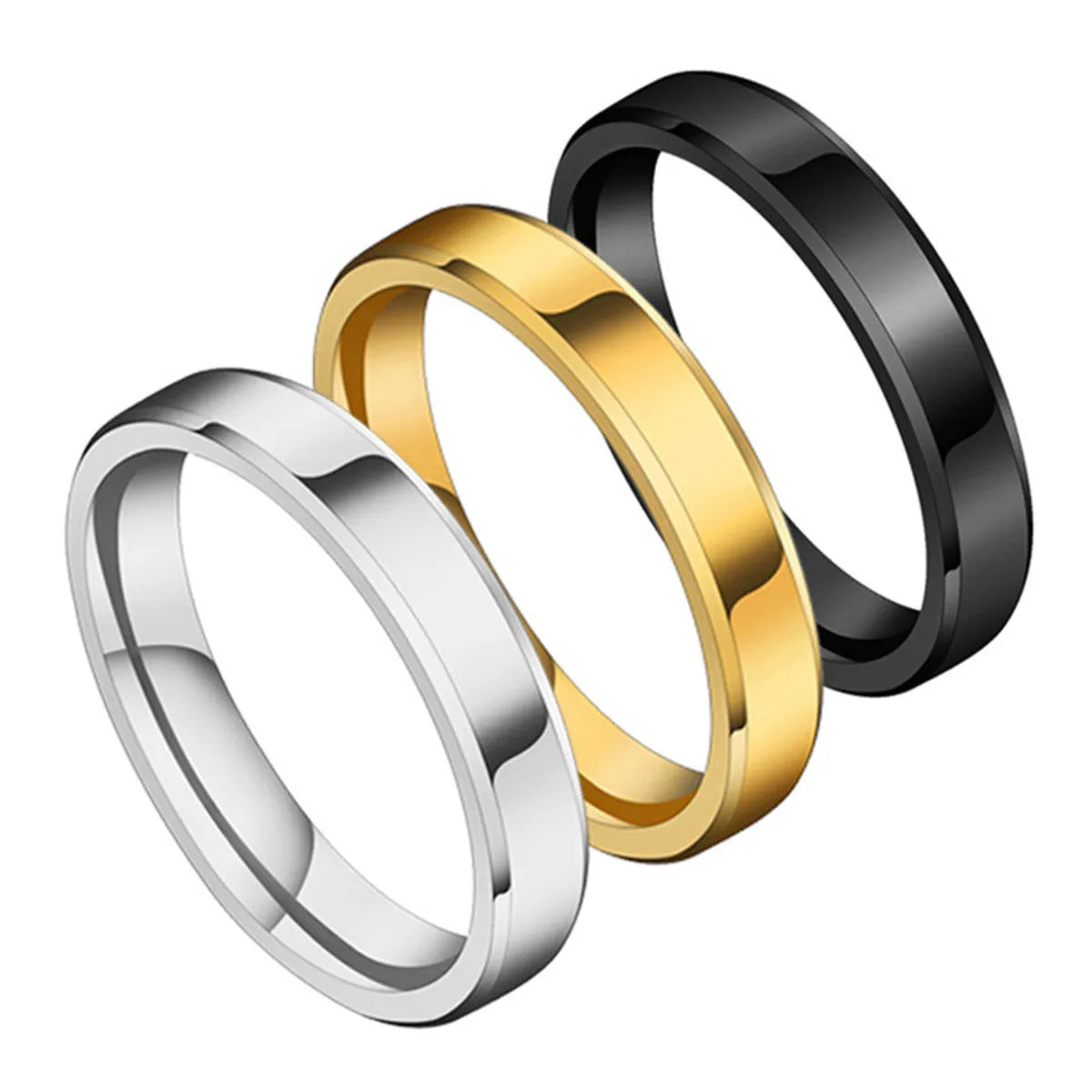 Colored gemstone rings for women-Titanium&stainless Steel Simple Geometric Ring  (black-5) Nhhf1239-black-5