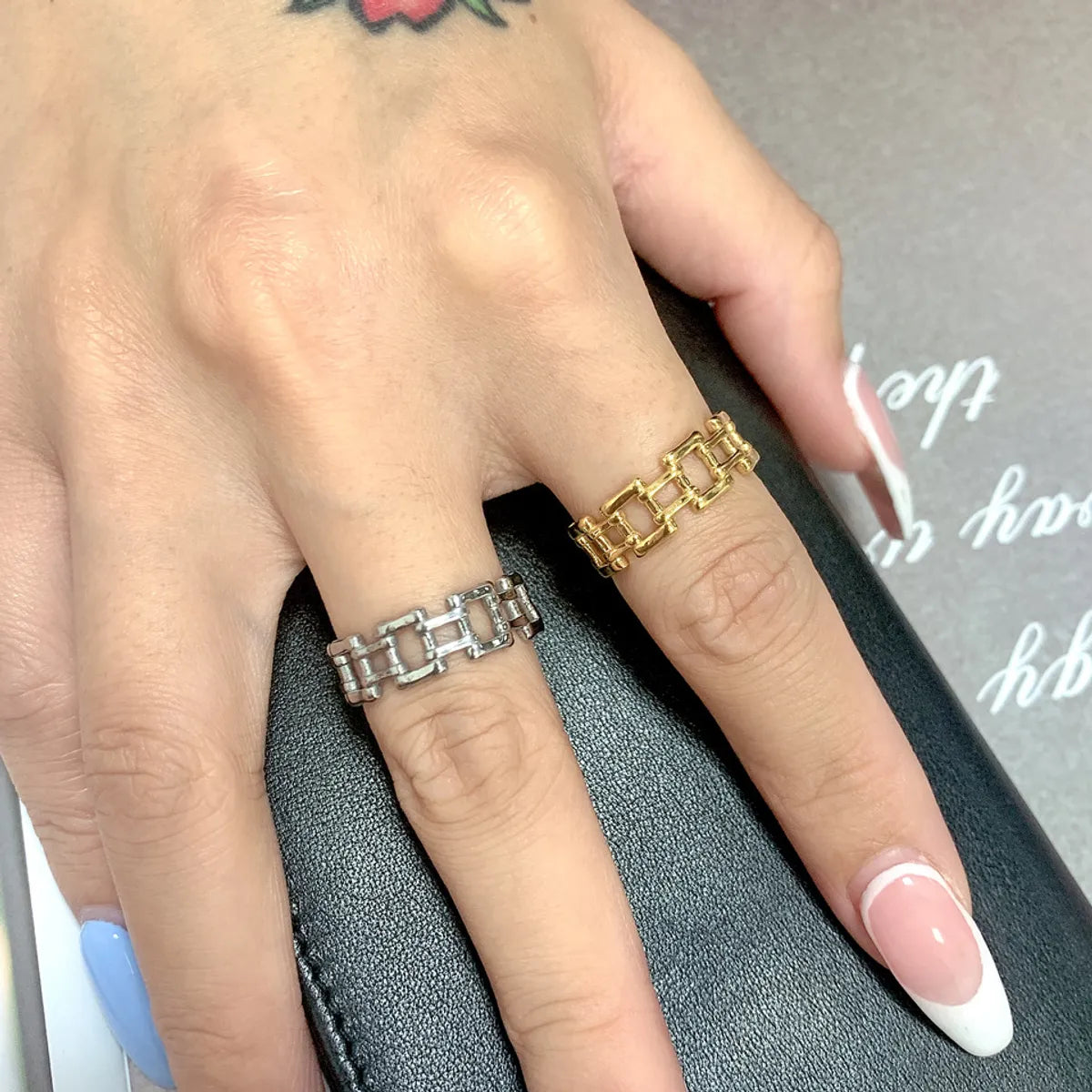 Gemstone rings for women-Casual Hip-hop Geometric Titanium Steel Plating Rings