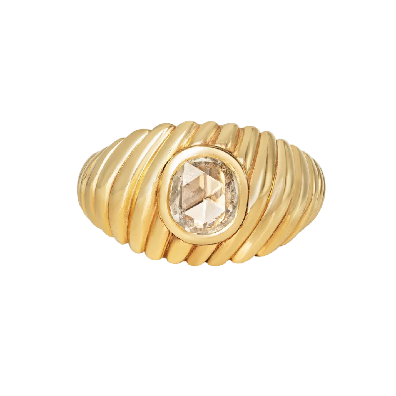 Colored gold rings for women-Rose-Cut Diamond Wave Ring