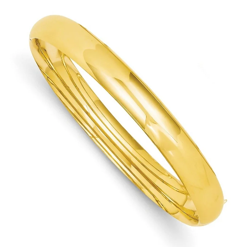 Ladies Bangles Statement -Curata 14k Yellow Gold 8mm High Polished Hinged Cuff Stackable Bangle Bracelet