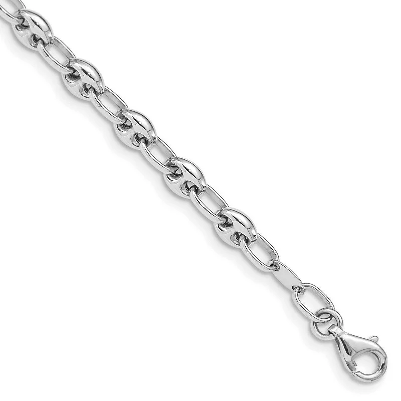 Ladies Bangles Celestial -Curata 14k White Gold Polished Link Bracelet 7.5 Inch