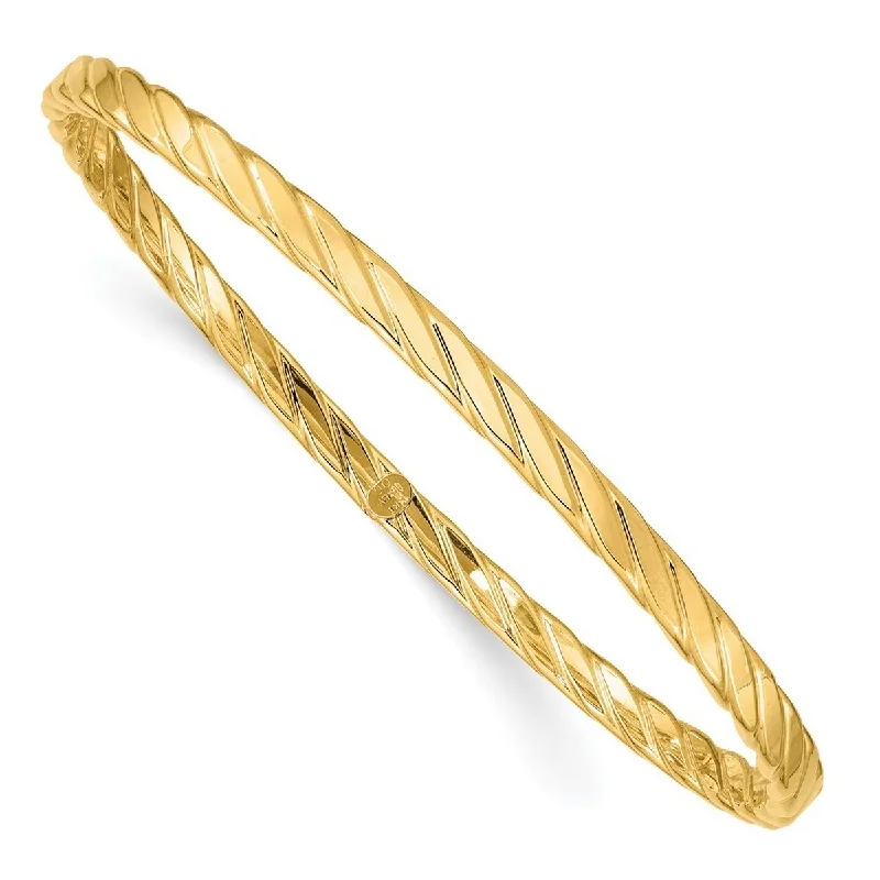 Ladies Bangles Everyday -Curata 14k 4mm Cuff Stackable Bangle Bracelet