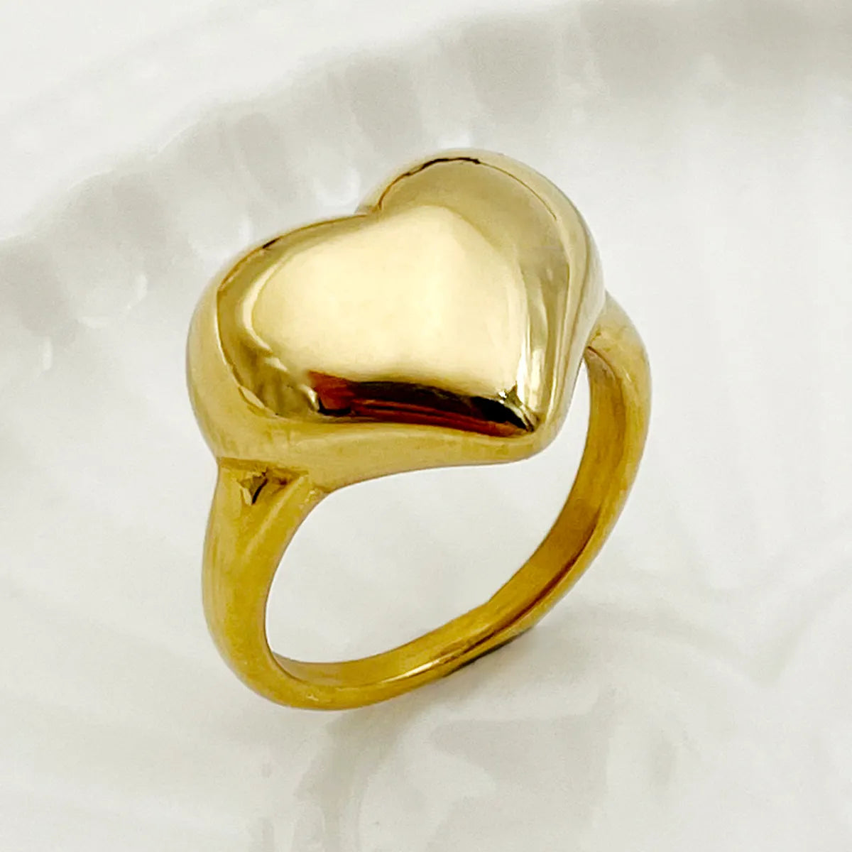 Stackable rings for women-Romantic Roman Style Heart Shape Stainless Steel Plating Gold Plated Rings