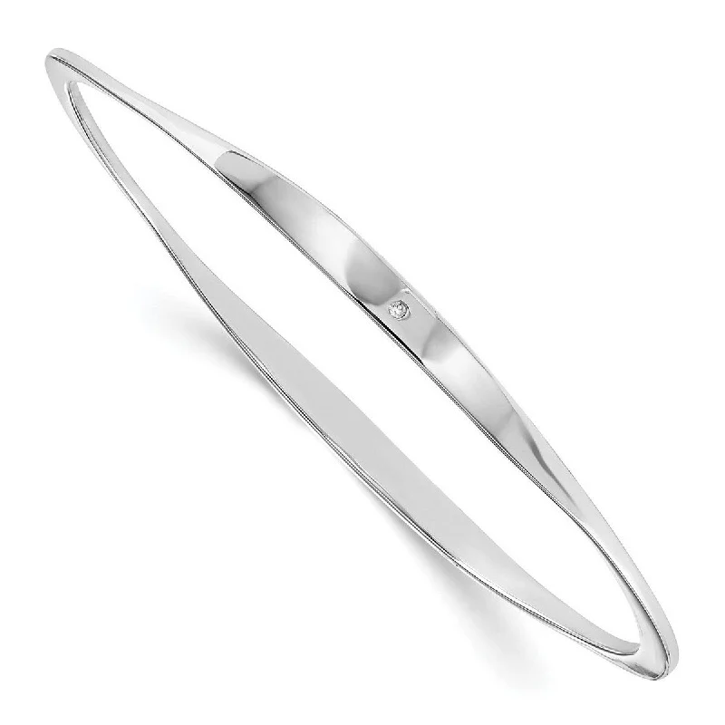 Ladies Bangles Wide -Curata 925 Sterling Silver Slip on Polished White Ice Diamond Cuff Stackable Bangle Bracelet