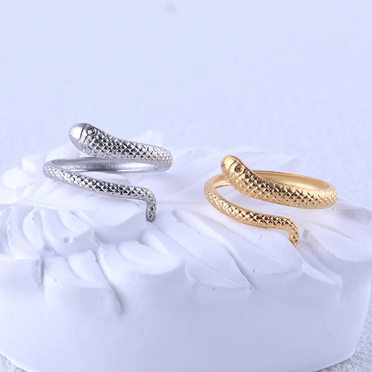 Artistic engagement rings for women-Casual Hip-hop Modern Style Snake Stainless Steel Plating 18k Gold Plated Open Rings