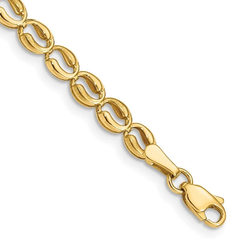 Ladies Bangles Adjustable -Curata 14k Yellow Gold Polished Link Bracelet 7.25 Inch