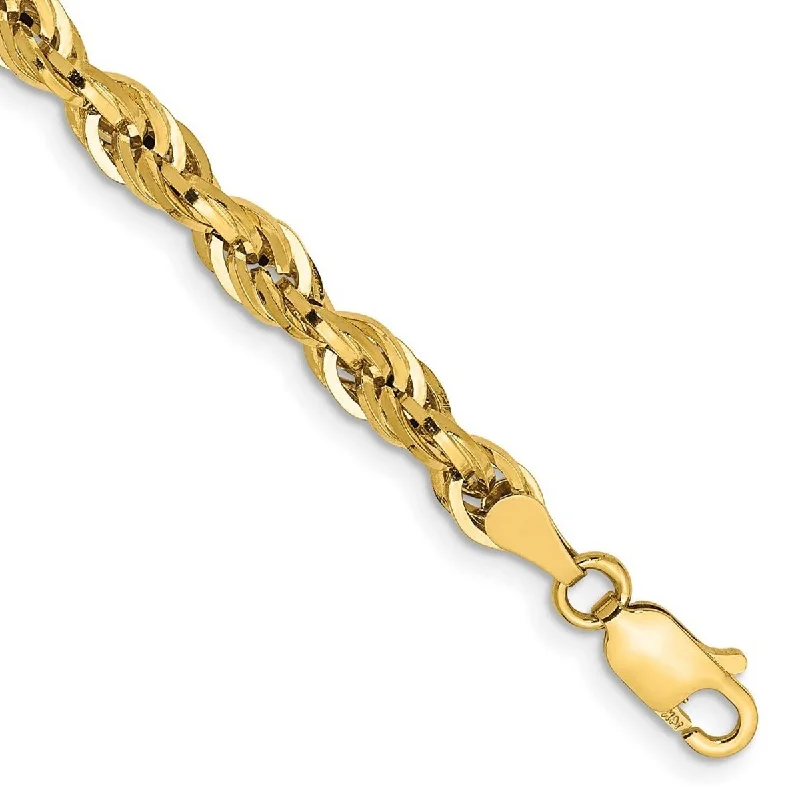 Ladies Bangles Crystal -Curata 10k Yellow Gold 4.25mm Semi solid Rope Chain Bracelet