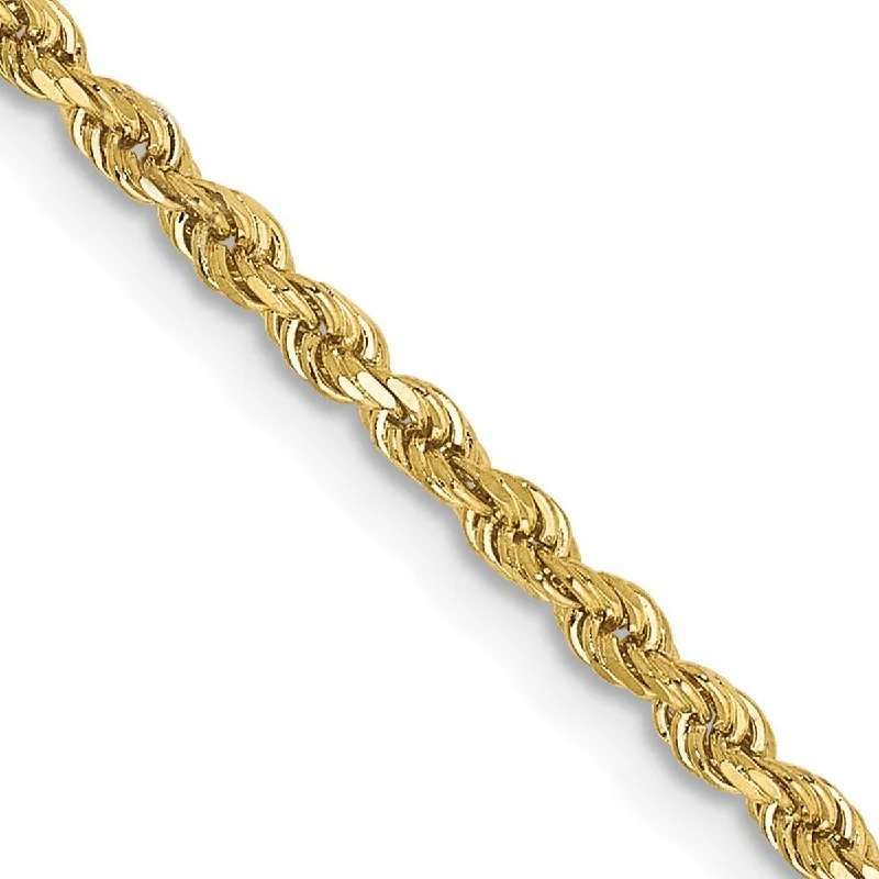 Ladies Bangles Ruby -Curata 10k Yellow Gold 7" Solid 2.5mm Sparkle Cut Rope Chain Bracelet