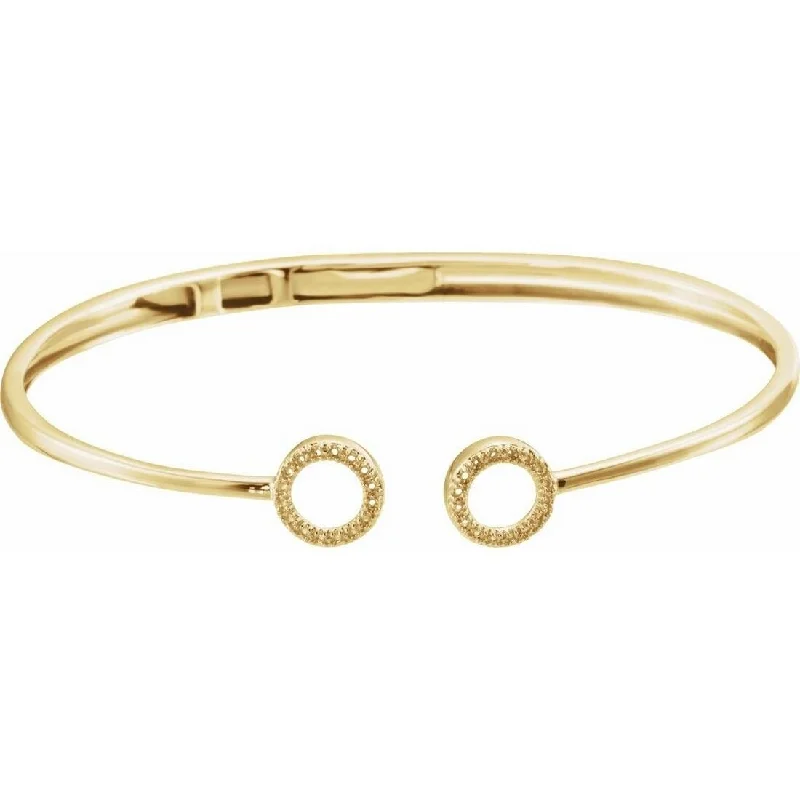 Ladies Bangles Enamel -Curata 14k Yellow Gold Polished 0.17 Dwt Diamond Circle Hinged Cuff Bracelet