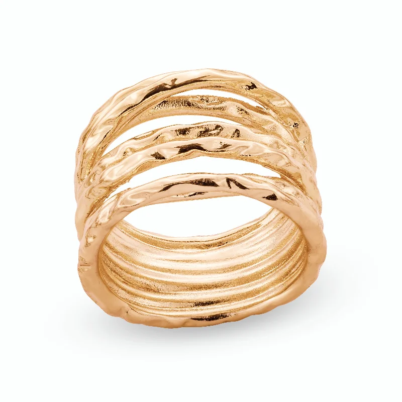 Trendy rings for women-Aspen Gold Textured Ring