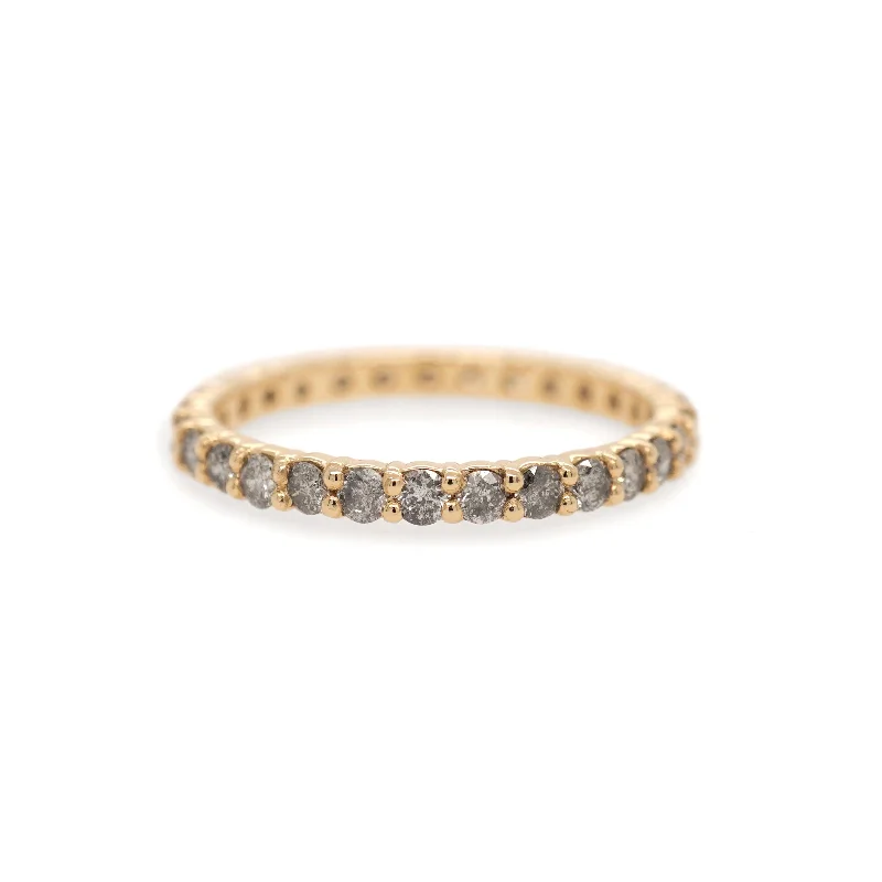 Wedding rings for women-Natural Salt and Pepper Diamond Eternity Ring in 14K Yellow Gold