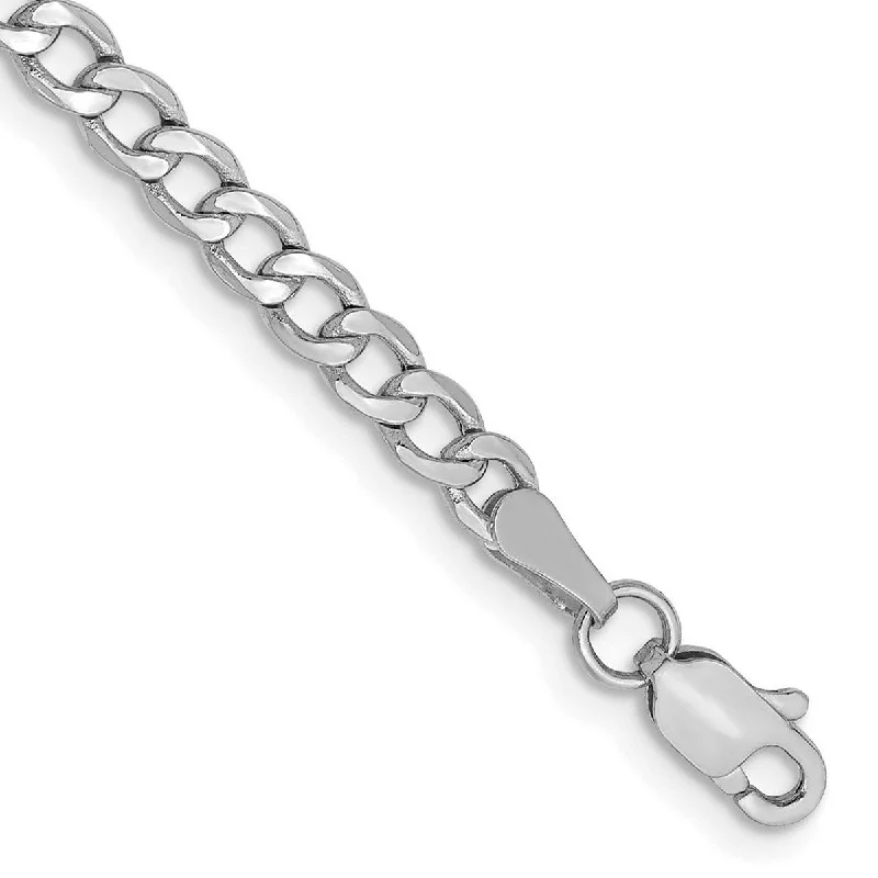 Ladies Bangles Hollow -Curata 14k White Gold Hollow Polished Lobster Claw Closure 3.35mm Semi-solid Curb Link Chain Bracelet - 7 Inch